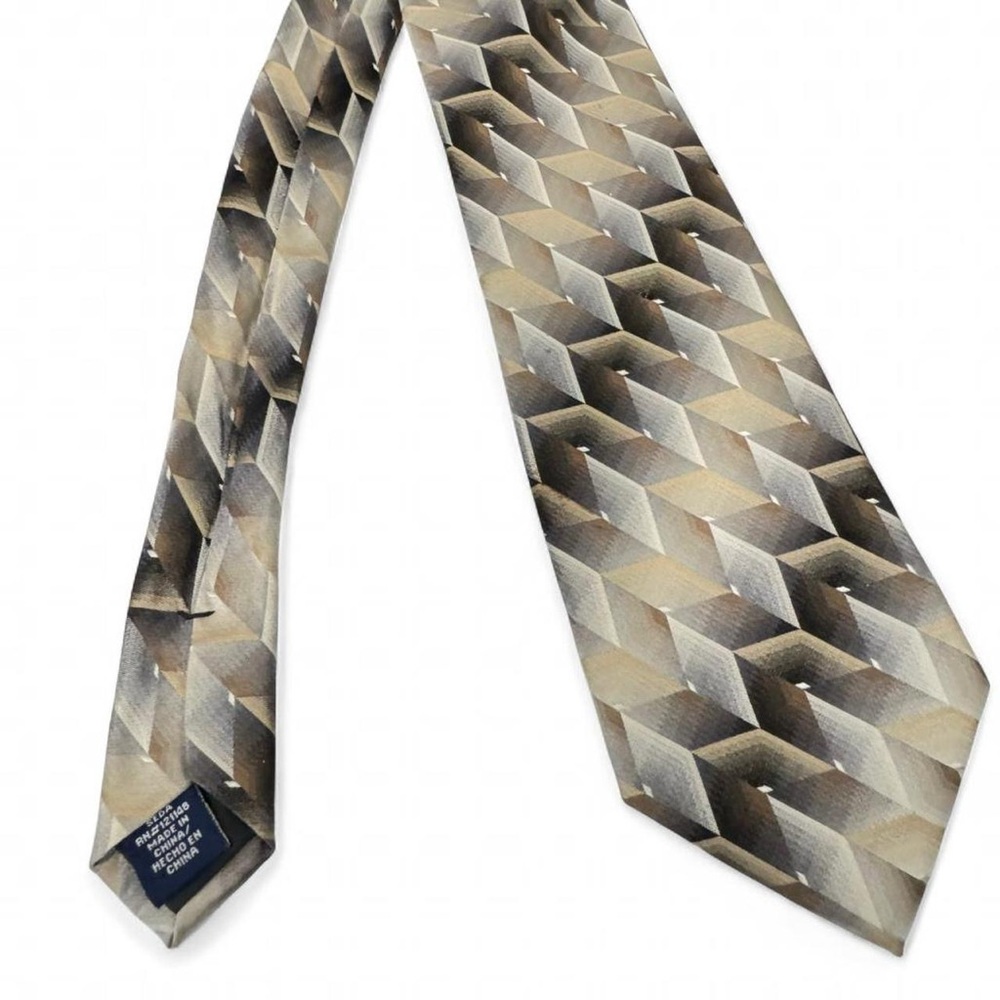 Stafford Performance 100% Silk Geometric Pattern Necktie Y2K Dark Academia Indie